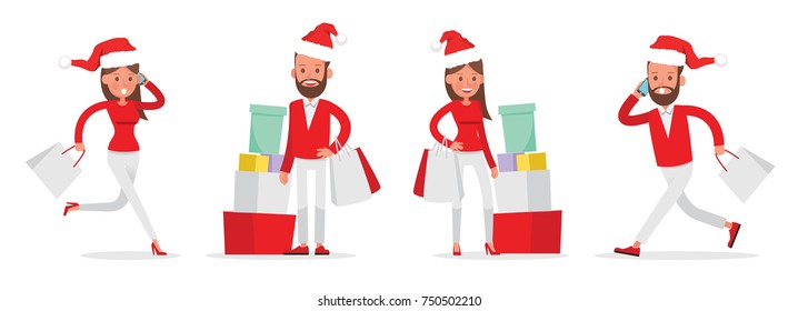 Shopping Men Women Characters Vector Design Stock Vector Royalty Free 750502210 8132