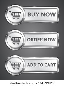 Shopping metallic buttons. Commercial icons. Vector illustration