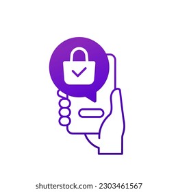 shopping in mobile app icon, smart phone in hand