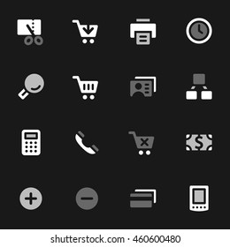 Shopping mobile icons, e-commerce infographics symbols.