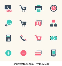 Shopping mobile icons, e-commerce infographics symbols.