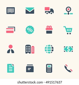 Shopping mobile icons, e-commerce infographics symbols.