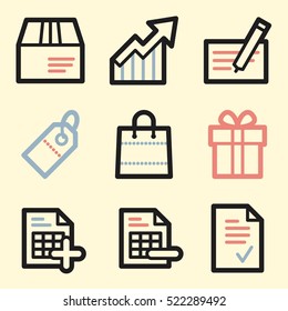 Shopping mobile icons, e-commerce infographics symbols.