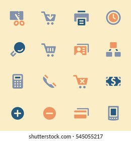 Shopping mobile icons, e-commerce infographics symbols.