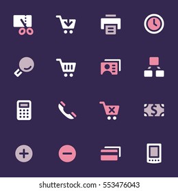 Shopping mobile icons, e-commerce infographics symbols.