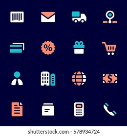 Shopping mobile icons, e-commerce infographics symbols.