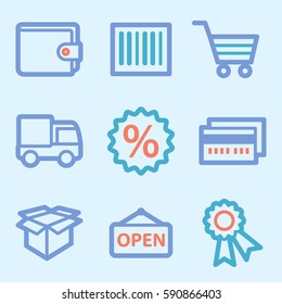 Shopping mobile icons, e-commerce infographics symbols.