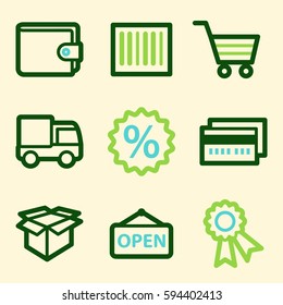 Shopping mobile icons, e-commerce infographics symbols.