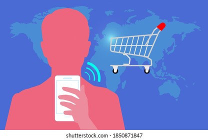 Shopping mobile phone vector, Online or e-commerce concept