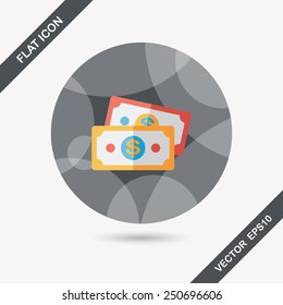 shopping money cash flat icon with long shadow,eps10