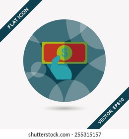 shopping money cash flat icon with long shadow,eps10