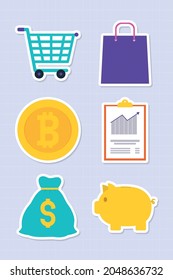 shopping and money icon set