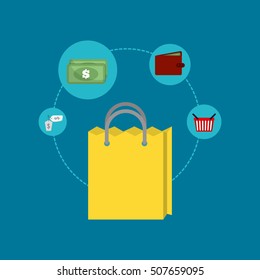 shopping money online vector illustration graphic design