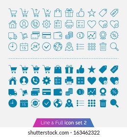 Shopping and money set 2. Trendy thin icons for web and mobile. Line and full versions.