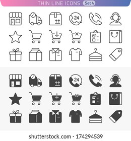 Shopping and money set. Trendy line icons for web and mobile. Normal and enable state.