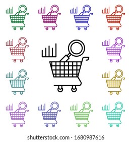 Icono de multicolor de compra. Línea delgada simple, contorno vectorial de iconos web para ui y ux, sitio web o aplicación móvil
