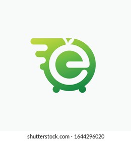 Einkaufen für Naturmaterialien Buchstaben e Logo Design