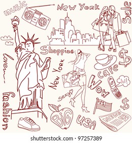 Shopping in New York doodles