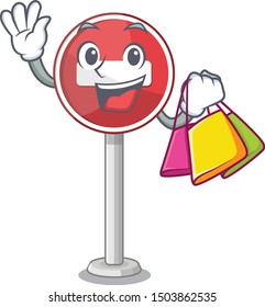 Shopping no entry cartoon side of road