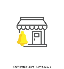 Shopping notification bell line icon. linear style sign for mobile concept and web design. Store and bell outline vector icon. Symbol, logo illustration. Vector graphics