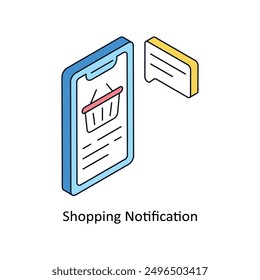 Shopping Notification Isometric style icon. Symbol on White background EPS 10 File 