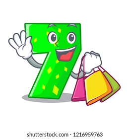 Shopping number seven sign on door cartoon