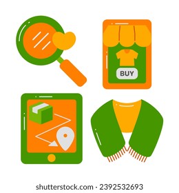 shopping objects vector illustrations set