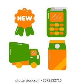 shopping objects vector illustrations set