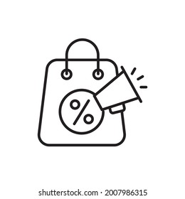Shopping Offer vector outline icon style illustration. Marketing and advertising symbol EPS 10 file