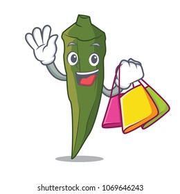 Shopping Okra Character Cartoon Style