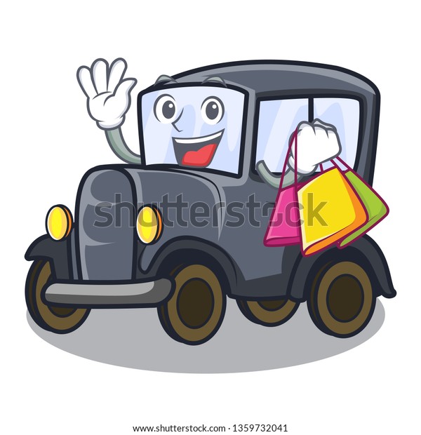 Shopping old car isolated\
in the cartoon