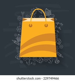 Shopping on blackboard background,vector