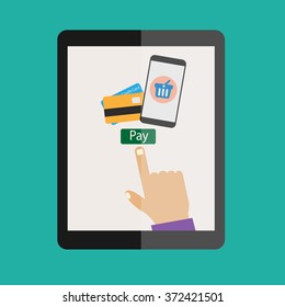 Shopping on the Internet with a mobile device vector graphics