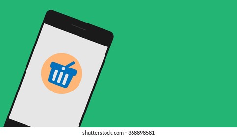 Shopping on the Internet through a mobile device vector graphics