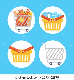 shopping on line technology with set icons vector illustration design