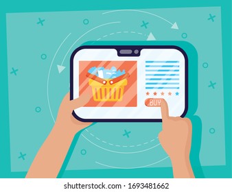 Online-Shopping-Technologie mit Vektorillustration-Design