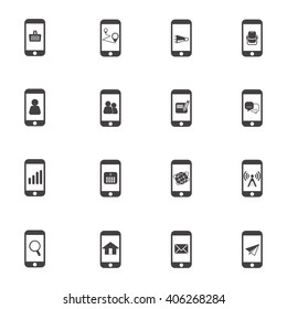 Shopping on Mobile vector icon set
