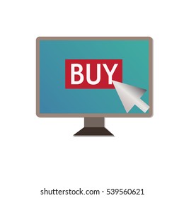 shopping on pc on white background. buy on pc sign.