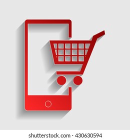 Shopping on smart phone sign