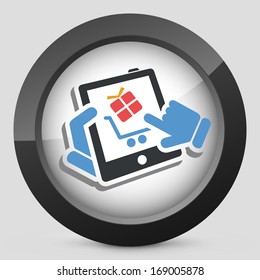 Shopping on tablet icon