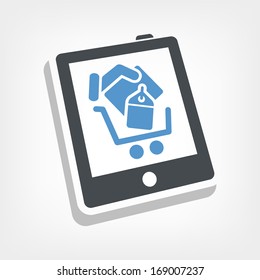 Shopping on tablet icon