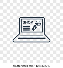 Shopping on vector linear icon isolated on transparent background, Shopping on transparency concept in outline style