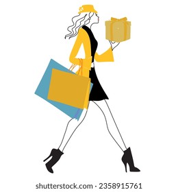 Shopping one line drawing. Minimalistic vector illustration, Oneline art.