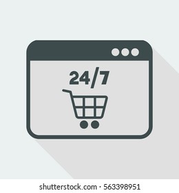 Shopping online 24/7 - Vector flat icon