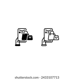 Shopping online app icon and illustration - vector