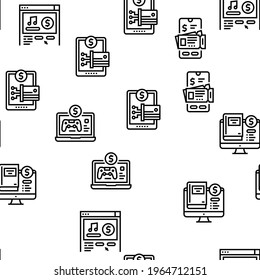 Shopping Online App Vector Seamless Pattern Thin Line Illustration