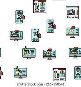 Shopping Online App Vector Seamless Pattern Thin Line Illustration