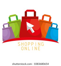 shopping online with bags