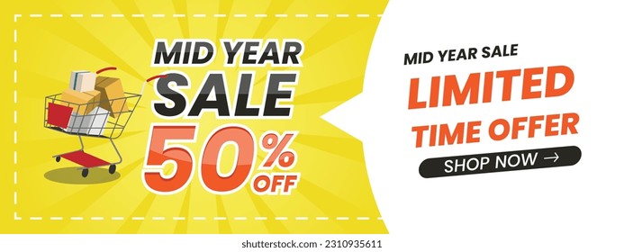 shopping online banner. mid year sale template