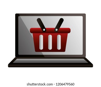 shopping online basket laptop technology